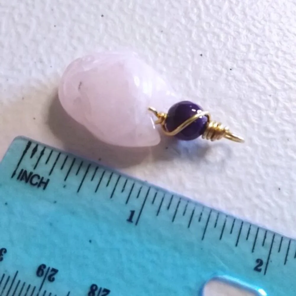 Handmade: Rose Quartz + Purple Agate Fox Spirit Pendant! Kitsune Spirit Guide